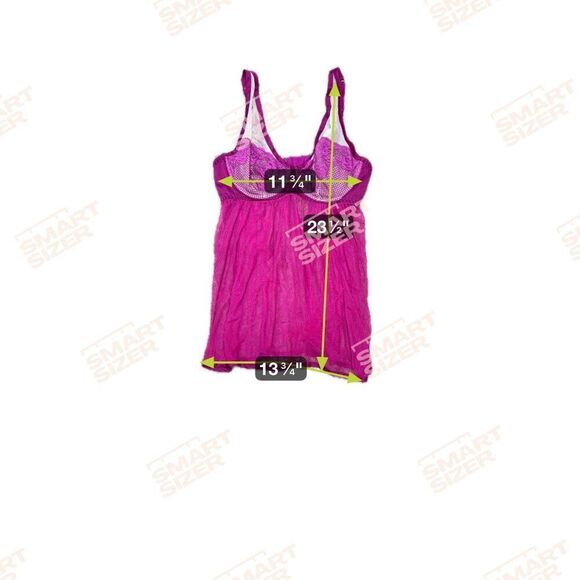 Cacique Hot Pink Lace Babydoll Lingerie 14 16 Underwire Sheer Nightwear Plus Sz - Picture 4 of 4